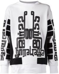 Бело-черный свободный свитер с принтом от Kokon To Zai