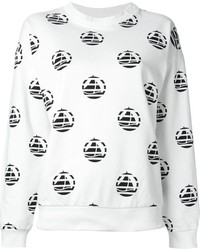 Бело-черный свободный свитер с принтом от Petit Bateau