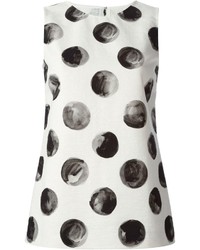 Бело-черный топ без рукавов в горошек от Dolce & Gabbana