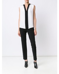 Бело-черный топ без рукавов от Derek Lam