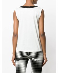 Бело-черный топ без рукавов от Moncler