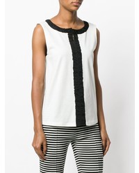 Бело-черный топ без рукавов от Moncler