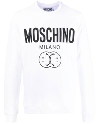Мужской бело-черный флисовый свитшот с принтом от Moschino