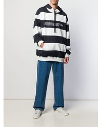 Мужской бело-черный худи в горизонтальную полоску от Calvin Klein Jeans Est. 1978