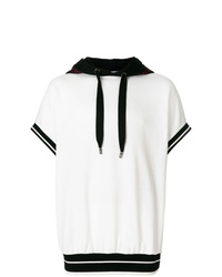 Мужской бело-черный худи с коротким рукавом от Dolce & Gabbana