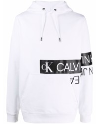 Мужской бело-черный худи с принтом от Calvin Klein Jeans
