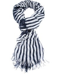 Бело-черный шарф в вертикальную полоску