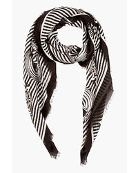 Женский бело-черный шарф в вертикальную полоску от Alexander McQueen