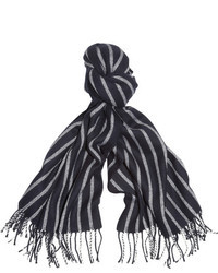 Женский бело-черный шарф в вертикальную полоску от J.Crew