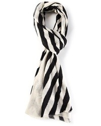 Женский бело-черный шарф в вертикальную полоску от Joseph