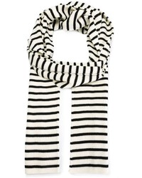 Женский бело-черный шарф в вертикальную полоску от Saint Laurent