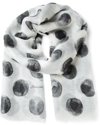 Женский бело-черный шарф в горошек от Dolce & Gabbana