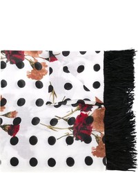 Женский бело-черный шарф в горошек от Twin-Set