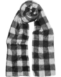 Женский бело-черный шарф в клетку от Balenciaga
