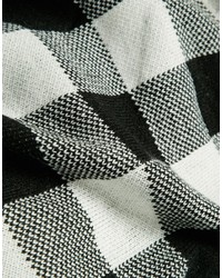 Женский бело-черный шарф в клетку от Plush