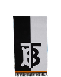 Мужской бело-черный шарф с принтом от Burberry
