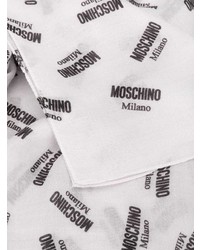 Мужской бело-черный шарф с принтом от Moschino