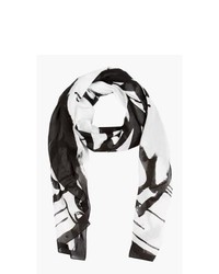 Женский бело-черный шарф с принтом от McQ Alexander McQueen