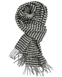 Бело-черный шарф с узором "гусиные лапки"