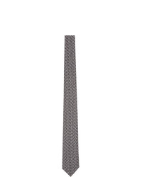 Бело-черный шелковый галстук с узором зигзаг