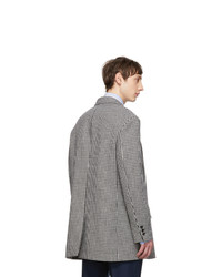 Мужской бело-черный шерстяной пиджак с узором "гусиные лапки" от Gucci