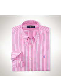 Бело-ярко-розовая рубашка с длинным рукавом