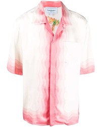 Мужская бело-ярко-розовая рубашка с коротким рукавом с принтом от Casablanca