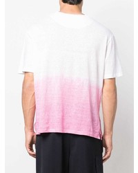 Мужская бело-ярко-розовая футболка с круглым вырезом с принтом тай-дай от 120% Lino