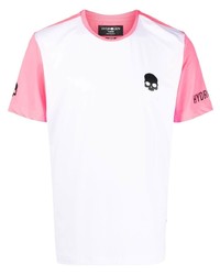 Мужская бело-ярко-розовая футболка с круглым вырезом от Hydrogen