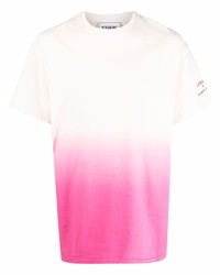 Мужская бело-ярко-розовая футболка с круглым вырезом от Iceberg