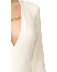 Белое вечернее платье из бисера с разрезом от Cushnie et Ochs
