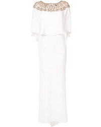 Белое вечернее платье из бисера от Marchesa