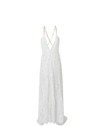 Белое вечернее платье с вышивкой от Alessandra Rich