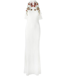 Белое вечернее платье с вышивкой от Alexander McQueen