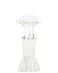 Белое вечернее платье с рюшами от Christian Siriano