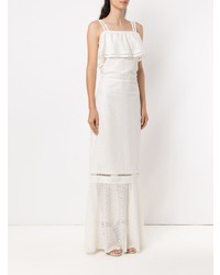 Белое вечернее платье с рюшами от Olympiah