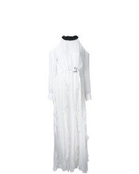 Белое вечернее платье с рюшами от Manning Cartell
