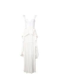 Белое вечернее платье с рюшами от Vera Wang
