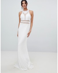 Белое вечернее платье с украшением от Forever Unique