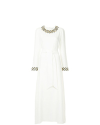 Белое вечернее платье с украшением от Layeur