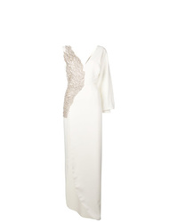 Белое вечернее платье с украшением от Loulou