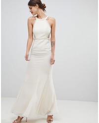 Белое вечернее платье с украшением от Minuet