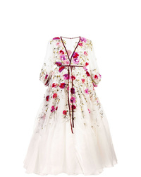Белое вечернее платье с цветочным принтом от Marchesa
