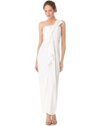 Белое вечернее платье со складками от BCBGMAXAZRIA