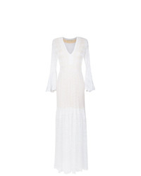 Белое вязаное платье-макси от Cecilia Prado