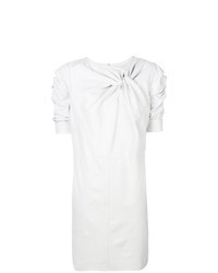 Белое кожаное платье-миди