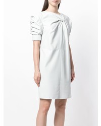 Белое кожаное платье-миди от Drome