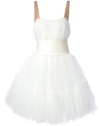 Белое коктейльное платье из фатина от Lanvin