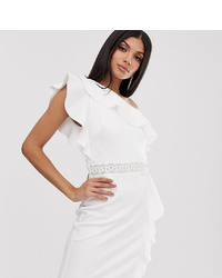 Белое коктейльное платье с украшением