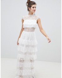 Белое кружевное вечернее платье с рюшами от Vero Moda